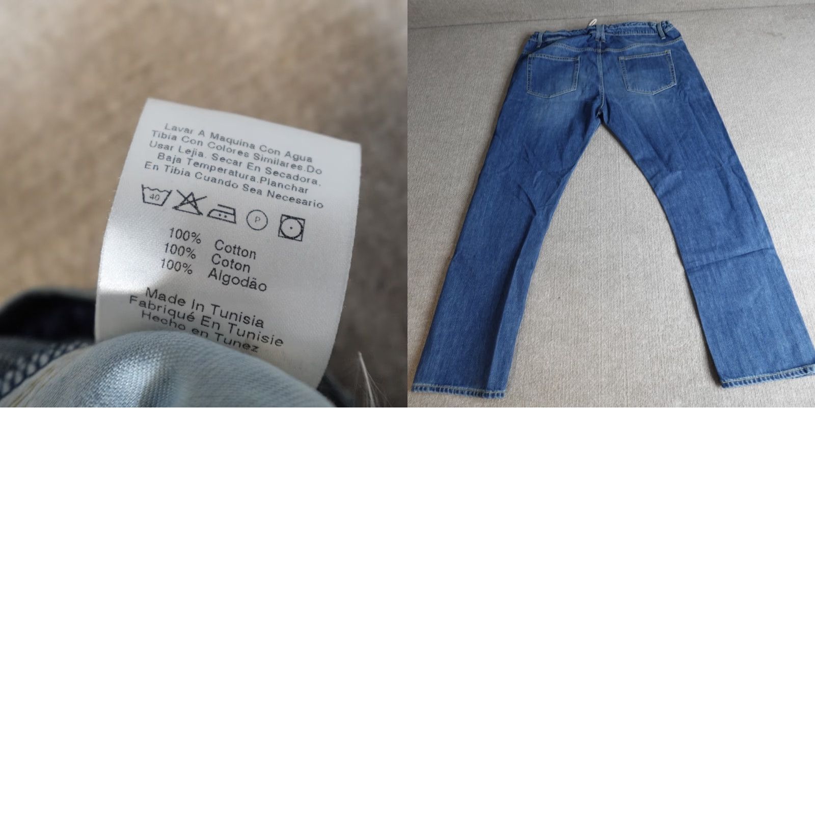 Vintage EDUN Jeans 34 x 30 Blue Button Fly Straight Waist Drawstring Men Denim Cotton 5-Pocket Relaxed Regular Size US 34 / EU 50 - 9 Thumbnail
