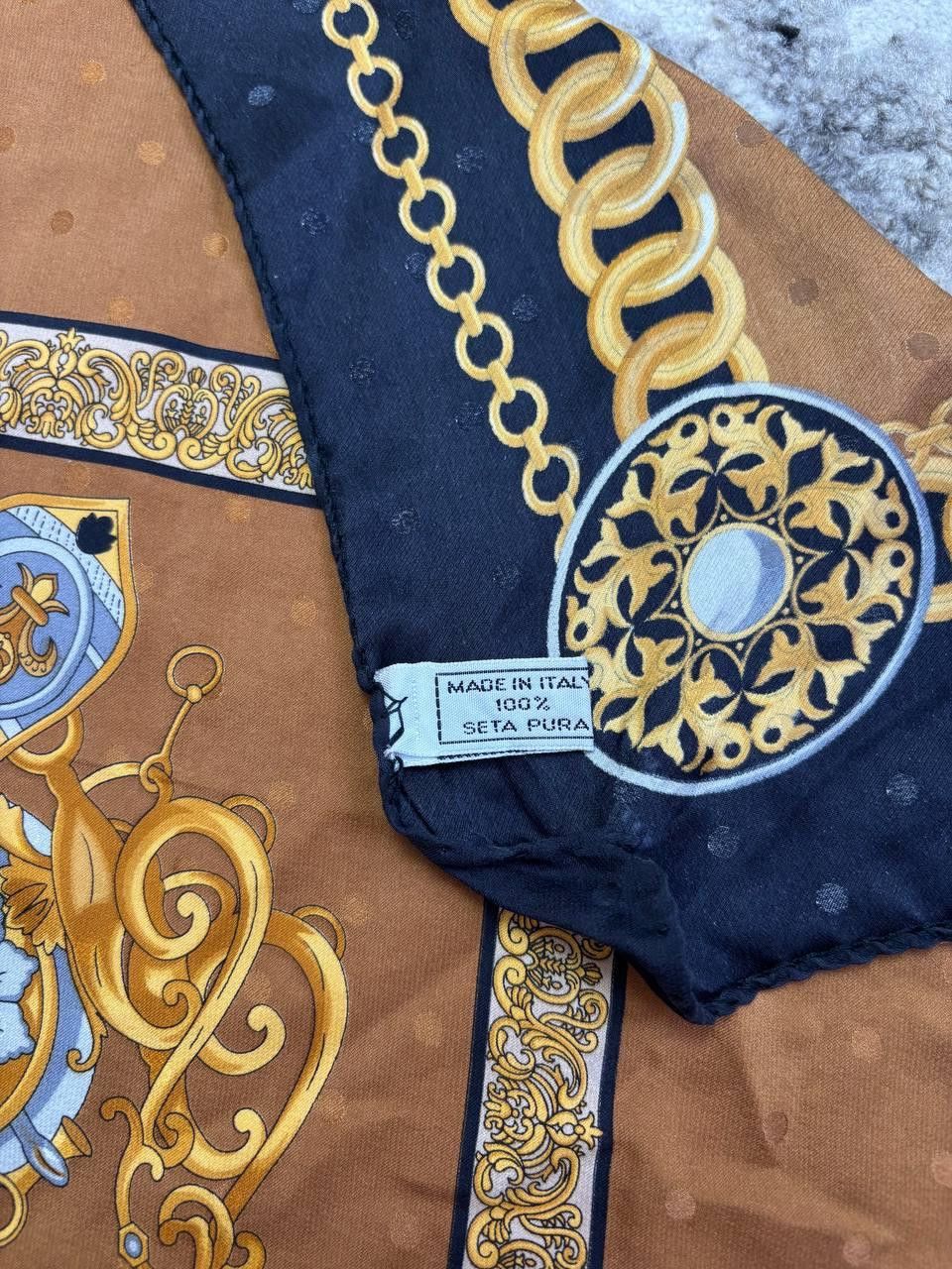 Vintage Vintage Renato Balestra Silk Scarf - Equestrian Chain Motif Size ONE SIZE - 8 Thumbnail