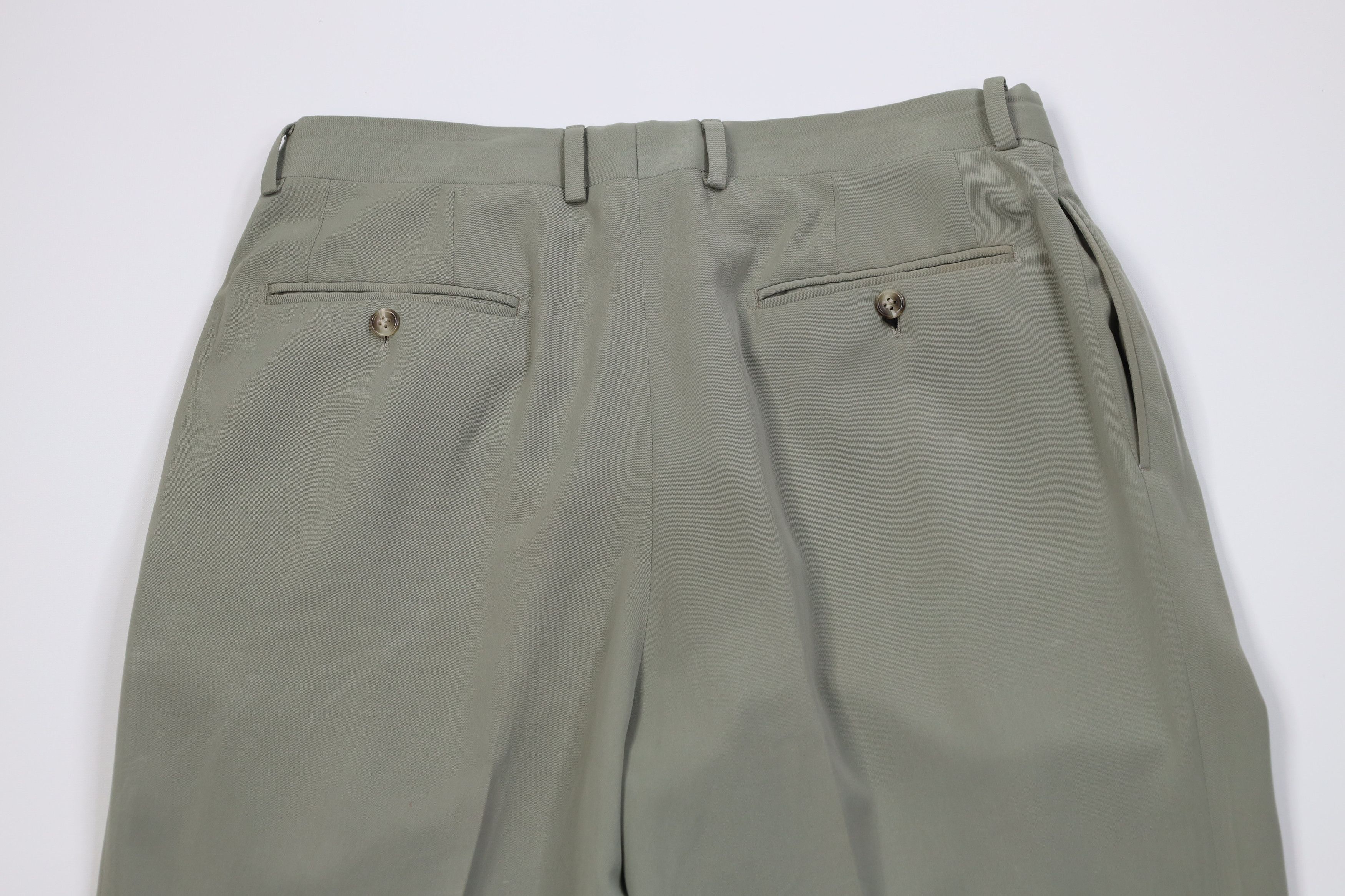Vintage Vintage 90s Streetwear Knit Wide Leg Chino Pants Light Green Size US 34 / EU 50 - 14 Thumbnail