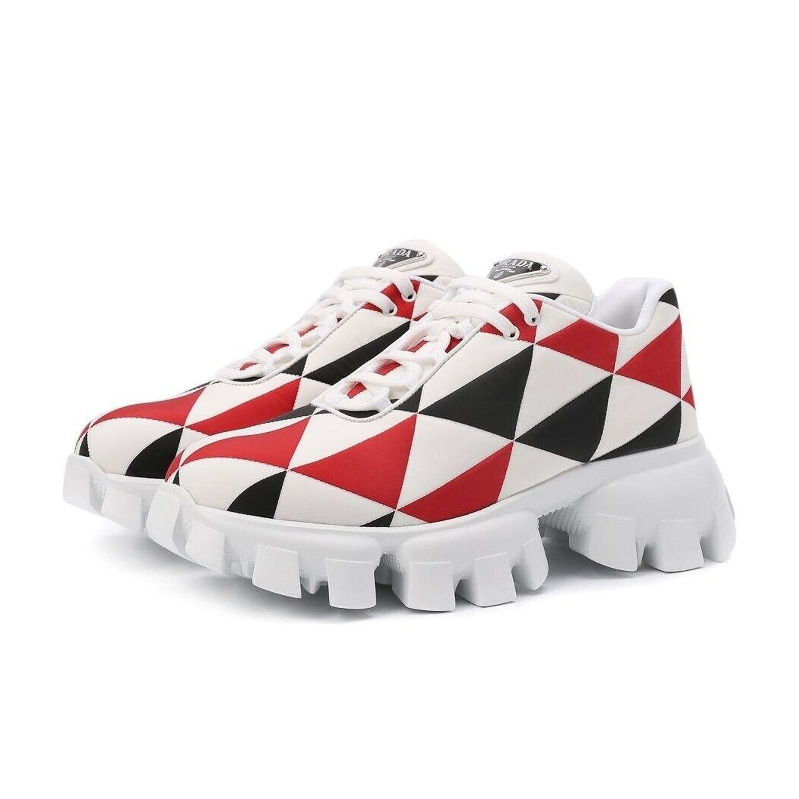 Prada 1E863M WHITE BLACK RED NYLON LOGO THUNDER CHUNKY SNEAKERS 38 Size US 8 / IT 38 - 1 Thumbnail