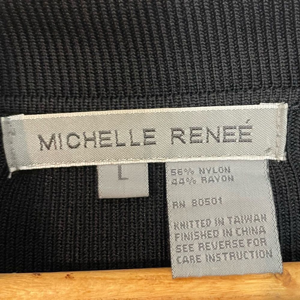 Other Michelle Renee Ribbed Slinky Black Embroidered Collared Blou Size L / US 10 / IT 46 - 5 Thumbnail