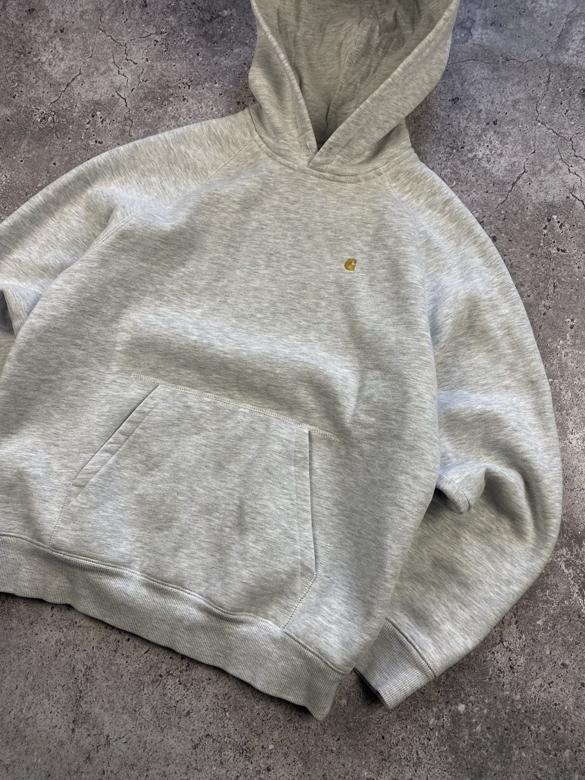 Vintage Carhartt Y2K light gray tight hoodie baggy Stretwear