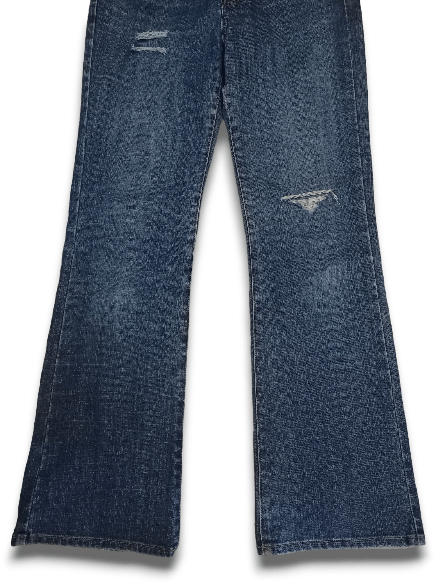 Japanese Brand × Uniqlo Vintage Japanese Uniqlo Blue Wash Distressed Flare Jeans Size US 28 / EU 44 - 7 Thumbnail
