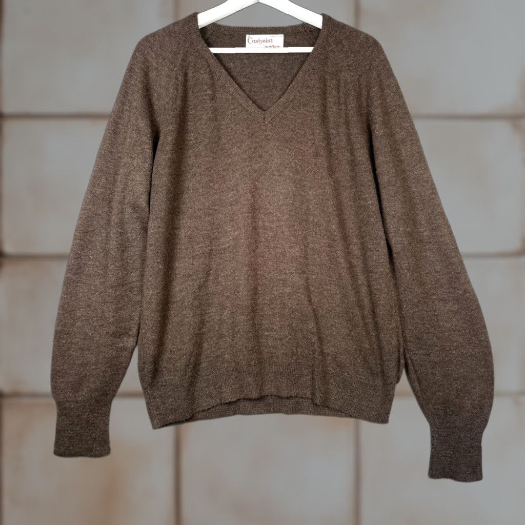 Vintage VINTAGE Puritan Cashmist Men's Medium Brown Wool V Neck Sweater Sweater Size US M / EU 48-50 / 2 - 1 Thumbnail