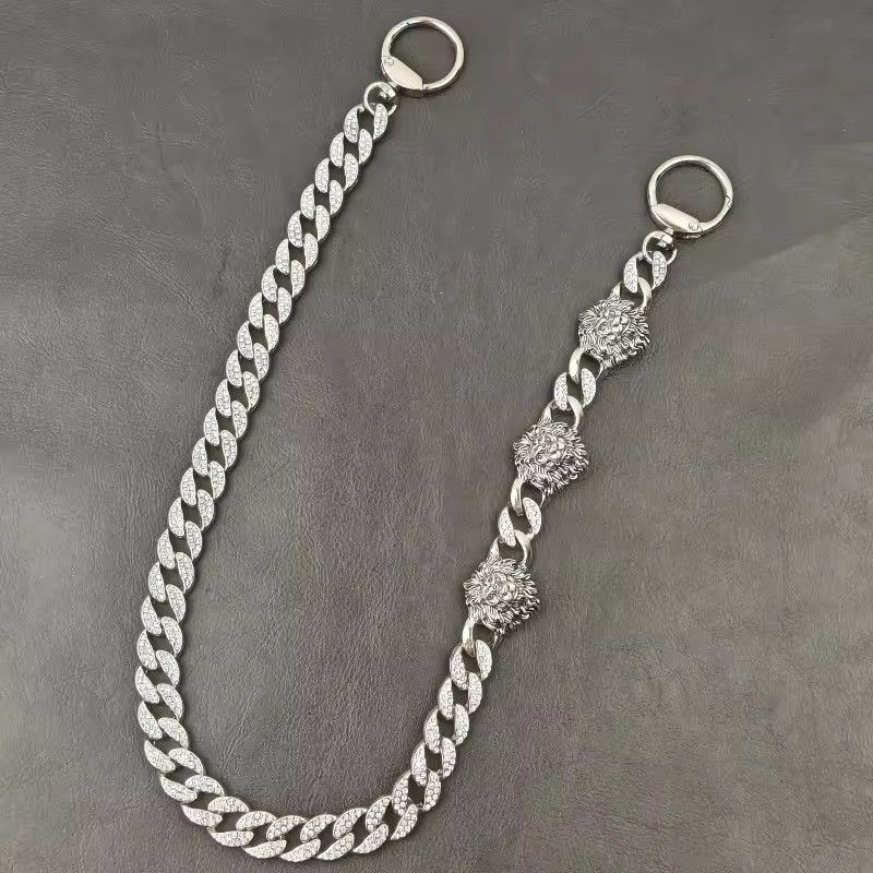 Other Lion Silver Rhinestone Cuban Chain Size ONE SIZE - 3 Thumbnail