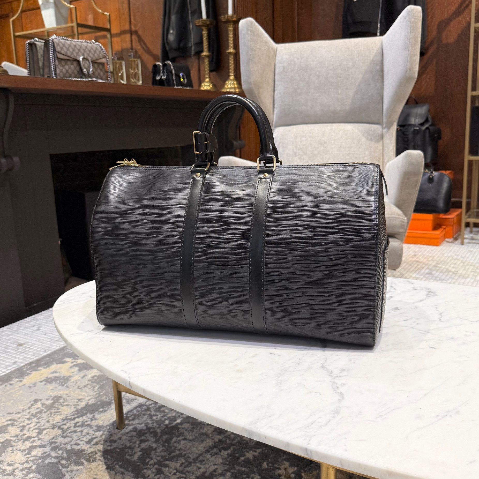 Louis Vuitton Louis Vuitton Vintage Black Epi Keepall 50 Duffle Bag Size ONE SIZE - 13 Thumbnail