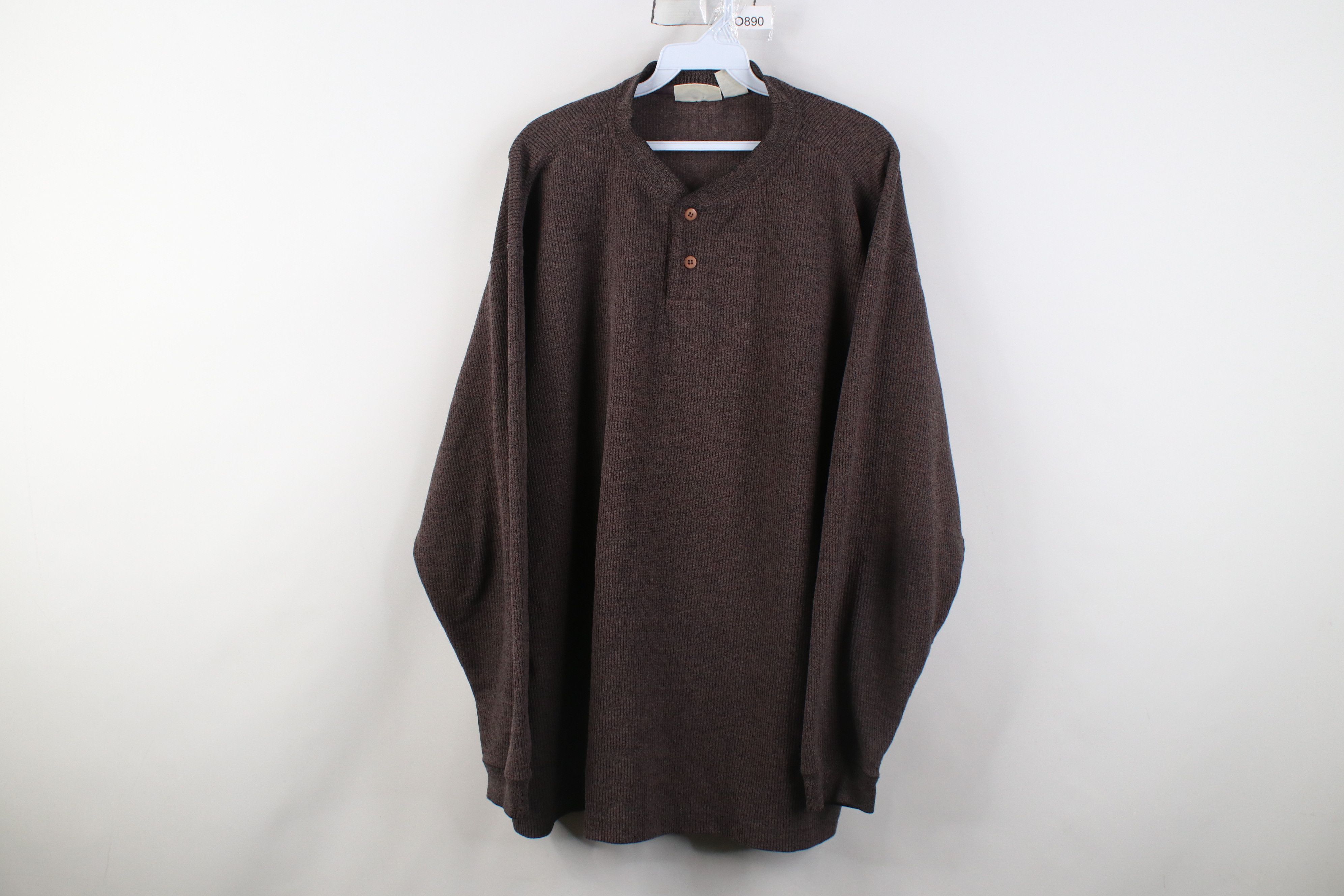 Vintage Vintage 90s Streetwear Ribbed Long Sleeve Henley T-Shirt Size US XL / EU 56 / 4 - 1 Thumbnail