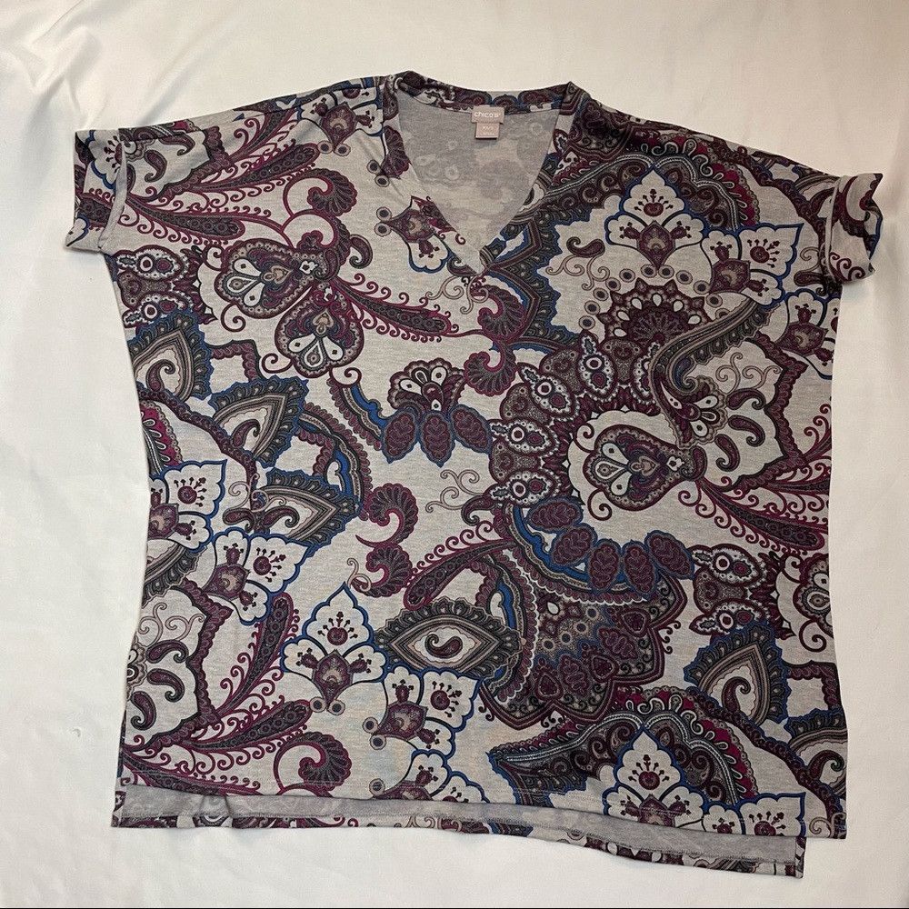 Chicos New Chico's Oversized Paisley V-neck Top Tunic Size XS/S Size S / US 4 / IT 40 - 5 Thumbnail