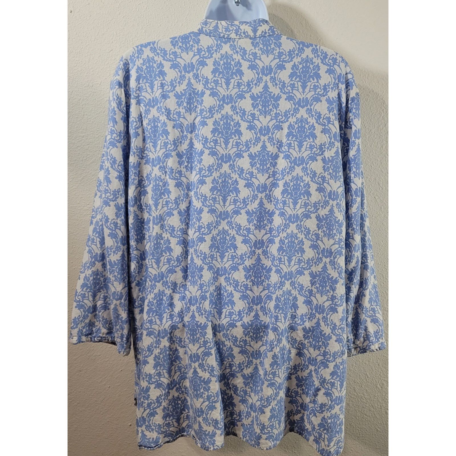 Other Susan Bristol Blue White Floral Print Henley Top XL Soft Size XL / US 12-14 / IT 48-50 - 2 Thumbnail