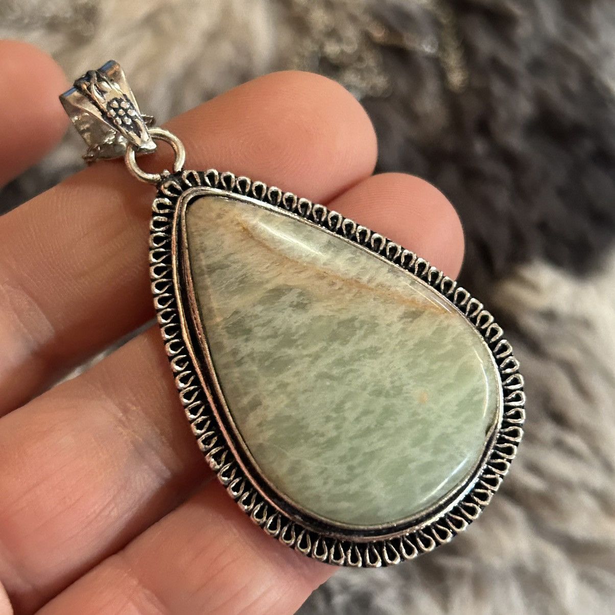 Handmade Handcrafted framed teardrop amazonite 925 sterling necklace Size ONE SIZE - 1 Thumbnail