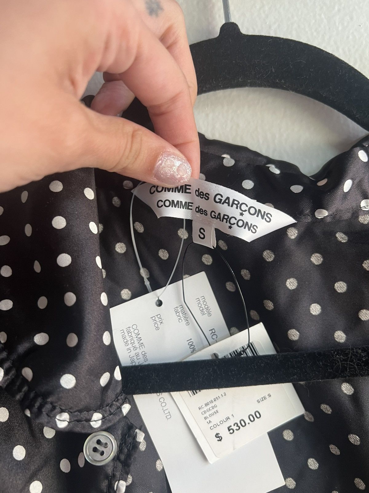 Comme des Garcons PLAY Black And White Polka Dot Blouse Button Up Size S / US 4 / IT 40 - 5 Thumbnail