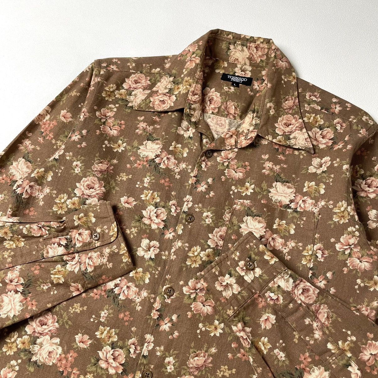 Japanese Brand Tornado Mart Flowers Linen Long Sleeve Shirt Size US M / EU 48-50 / 2 - 5 Thumbnail
