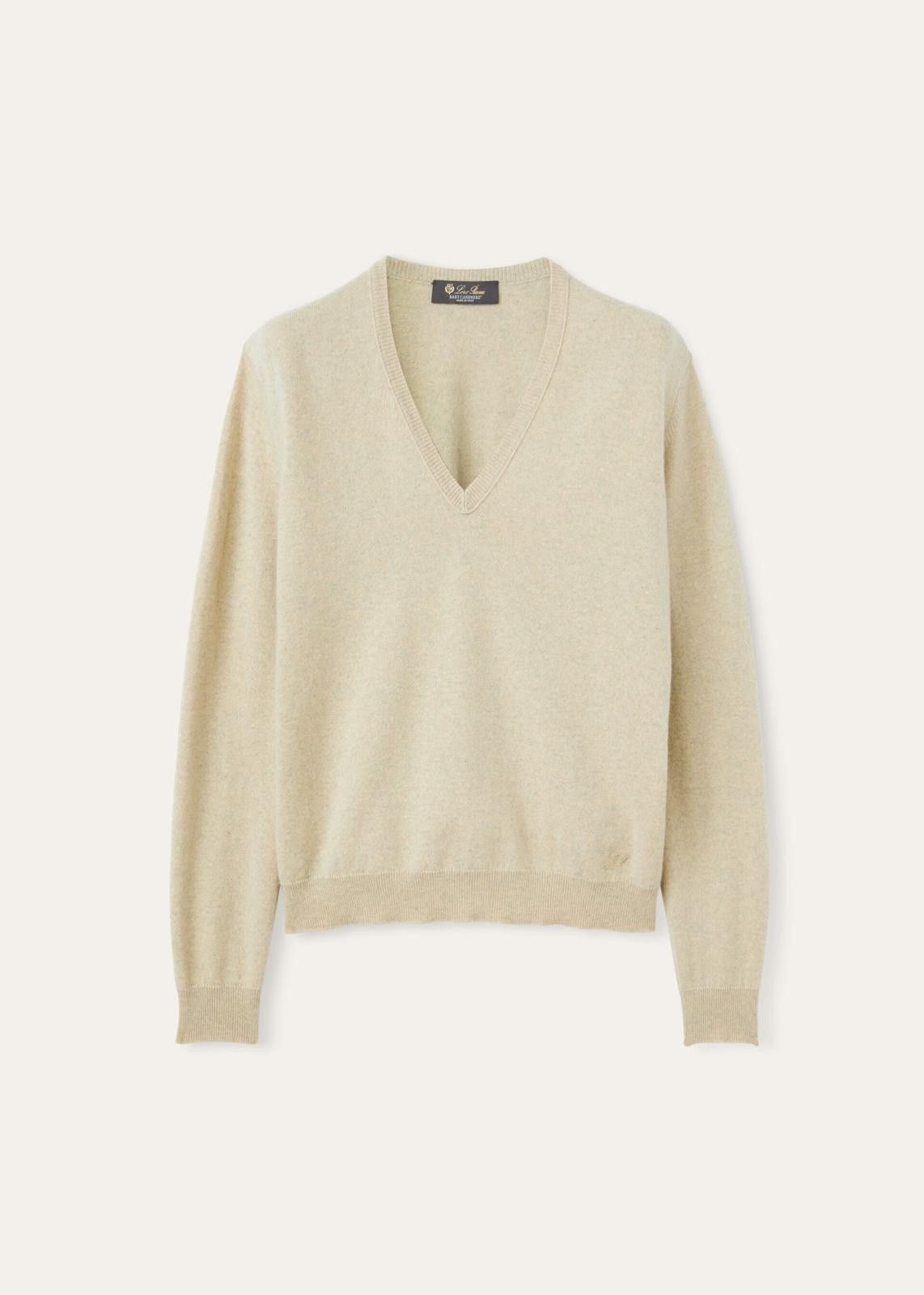 Loro Piana o1srvl11e0125 FAO1994 Arona V-Neck Sweater in Beige Size S / US 4 / IT 40 - 1 Thumbnail