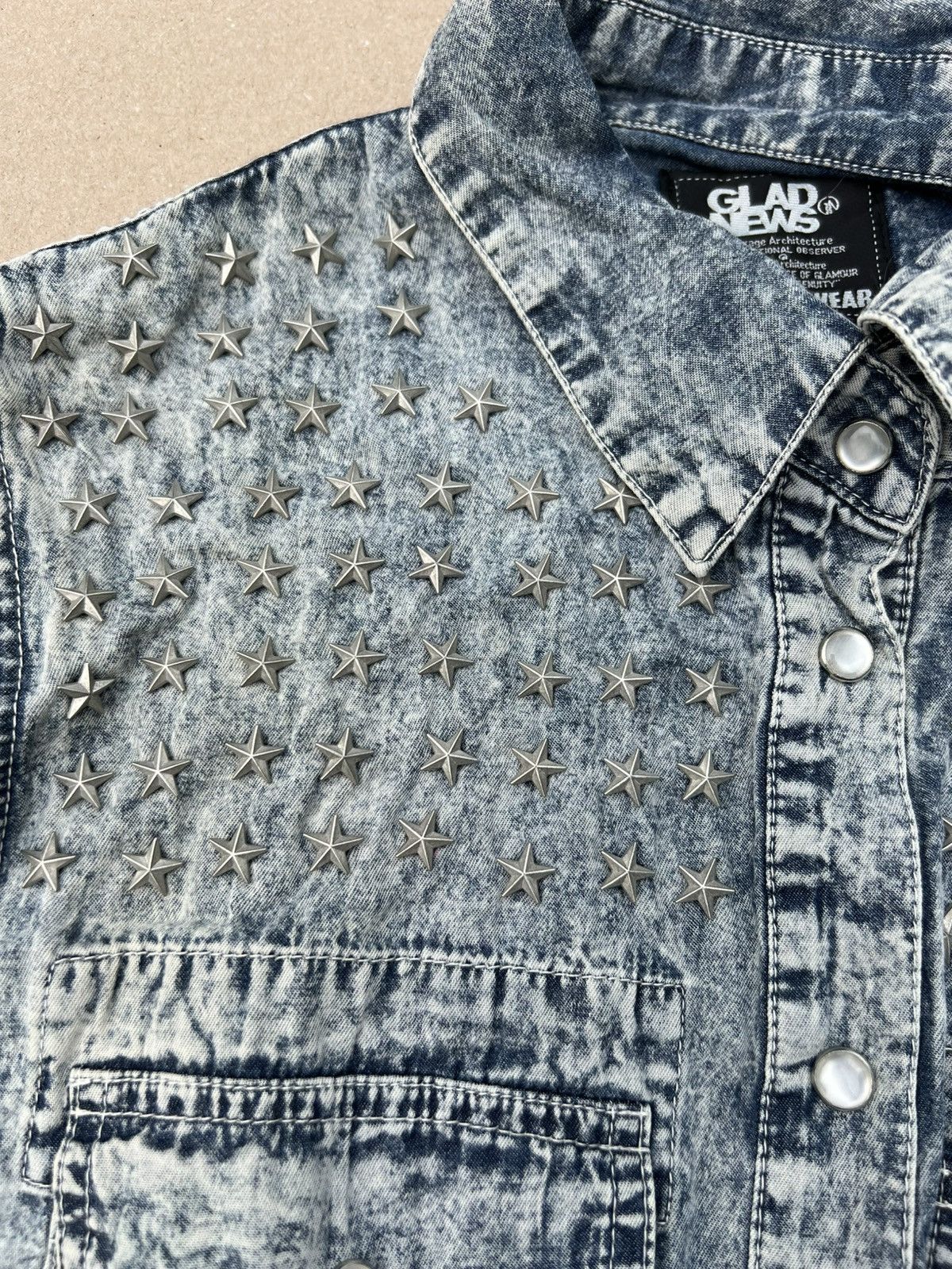 Japanese Brand GLAD NEWS Studded Denim Vest Size US L / EU 52-54 / 3 - 3 Thumbnail