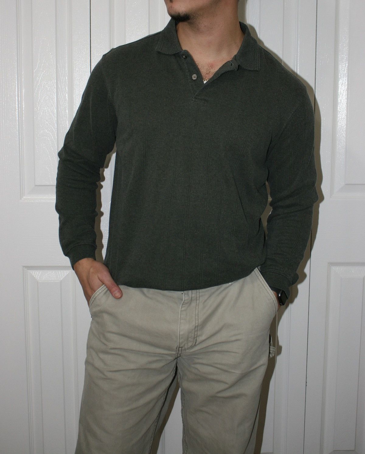 Axist Axist Olive Green Long-Sleeve Polo Shirt Size US S / EU 44-46 / 1 - 1 Thumbnail