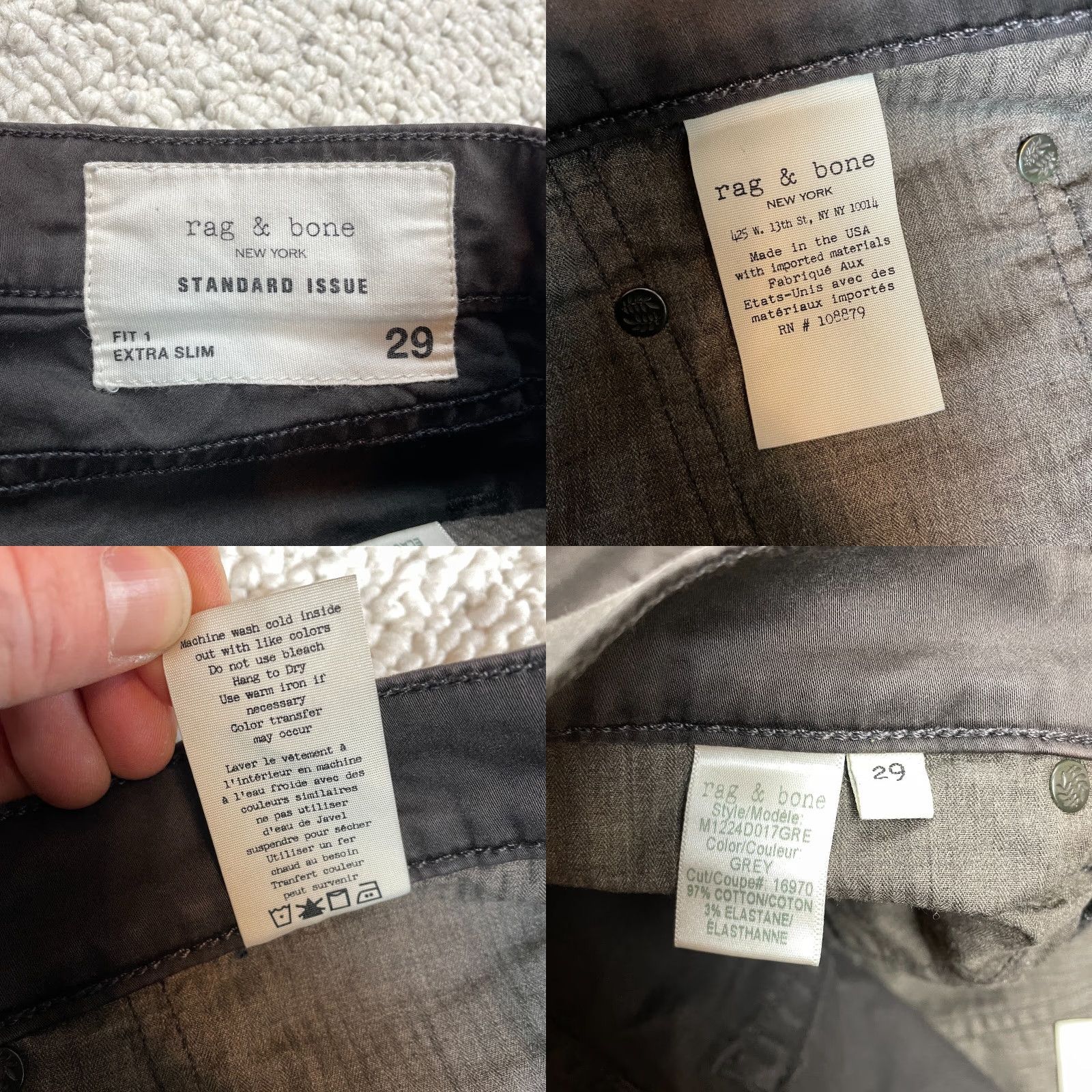 Rag & Bone Rag & Bone Jeans Mens 29 Dark Gray Extra Slim Fit 1 Skinny Pants Slacks 30x32 Size US 29 - 8 Thumbnail