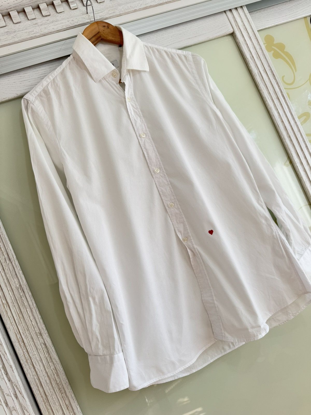Moschino Moschino White Long Sleeve Red Heart Shirt Size US M / EU 48-50 / 2 - 4 Thumbnail