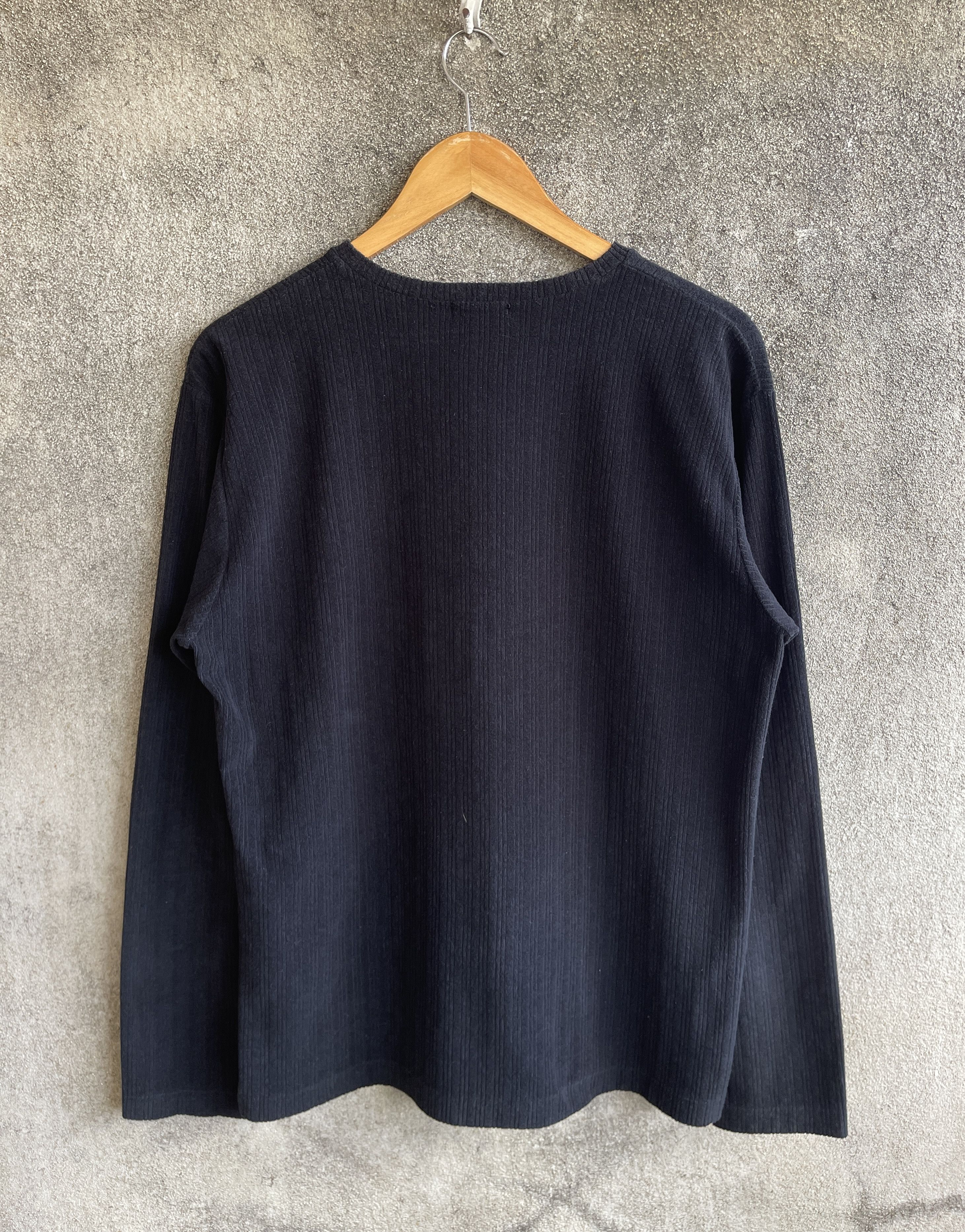 Issey Miyake Vintage’90s🔥TETE HOMME🔥V Neck Black Long Sleeve Tshirt Size US M / EU 48-50 / 2 - 3 Thumbnail