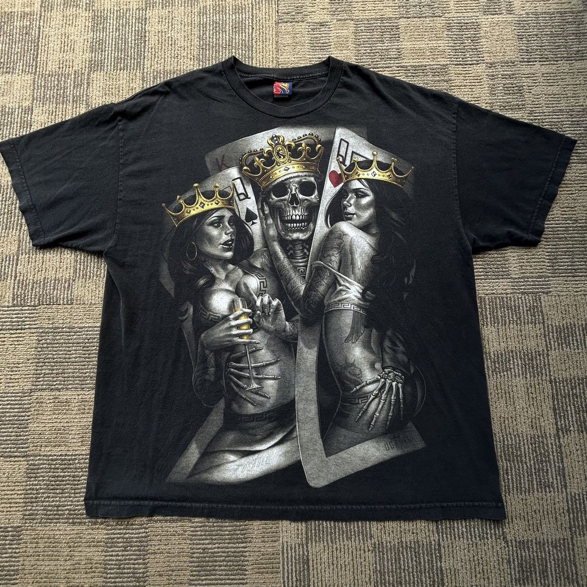 Vintage Vtg Y2K Ogabel Skull & Girls Graphic T-shirt Made In USA Size US XXL / EU 58 / 5 - 1 Thumbnail
