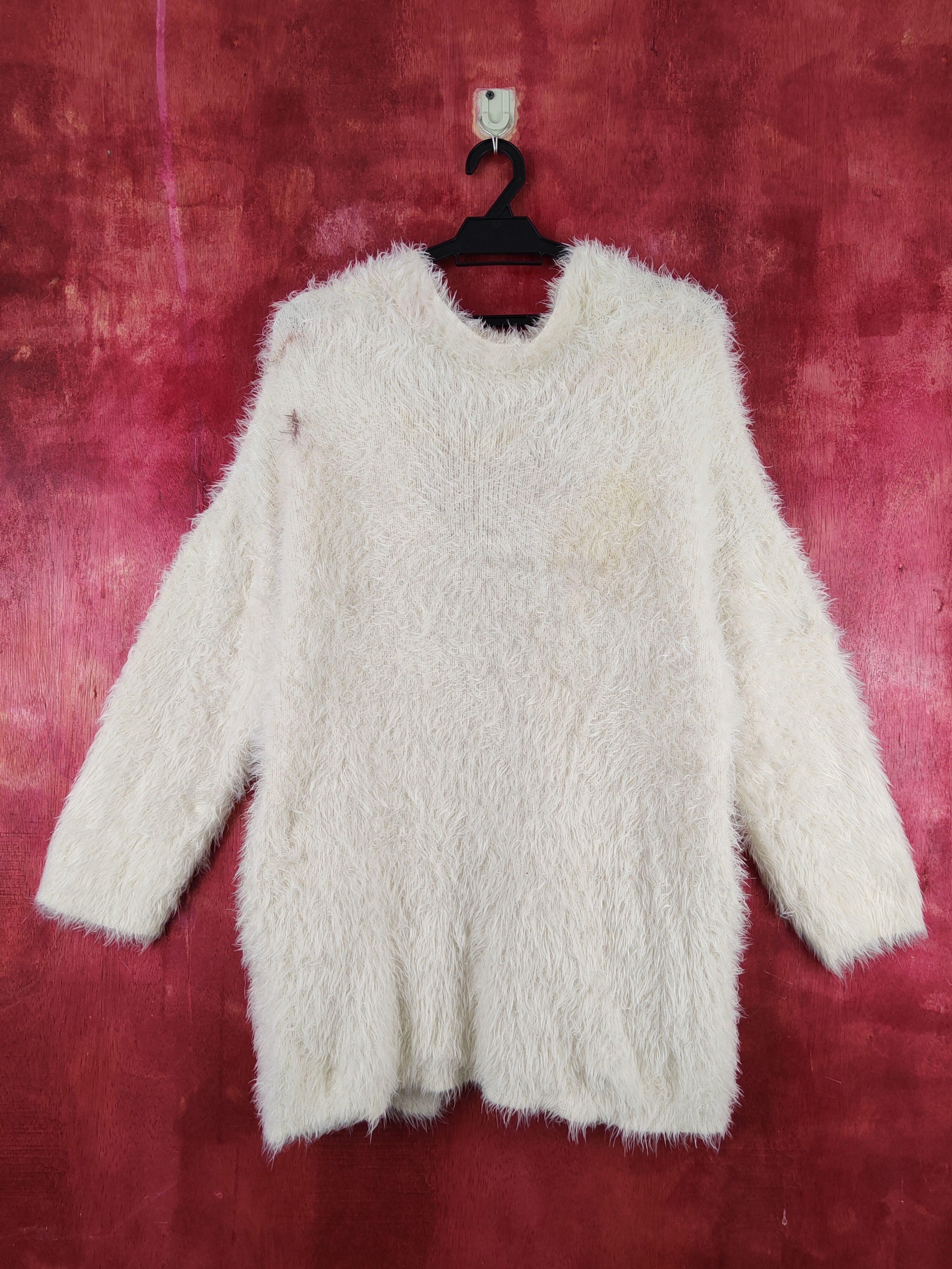Homespun Knitwear Mercuryduo Cream Fur Mohair Knitwear Cardigan #2011 Size M / US 6-8 / IT 42-44 - 7 Thumbnail