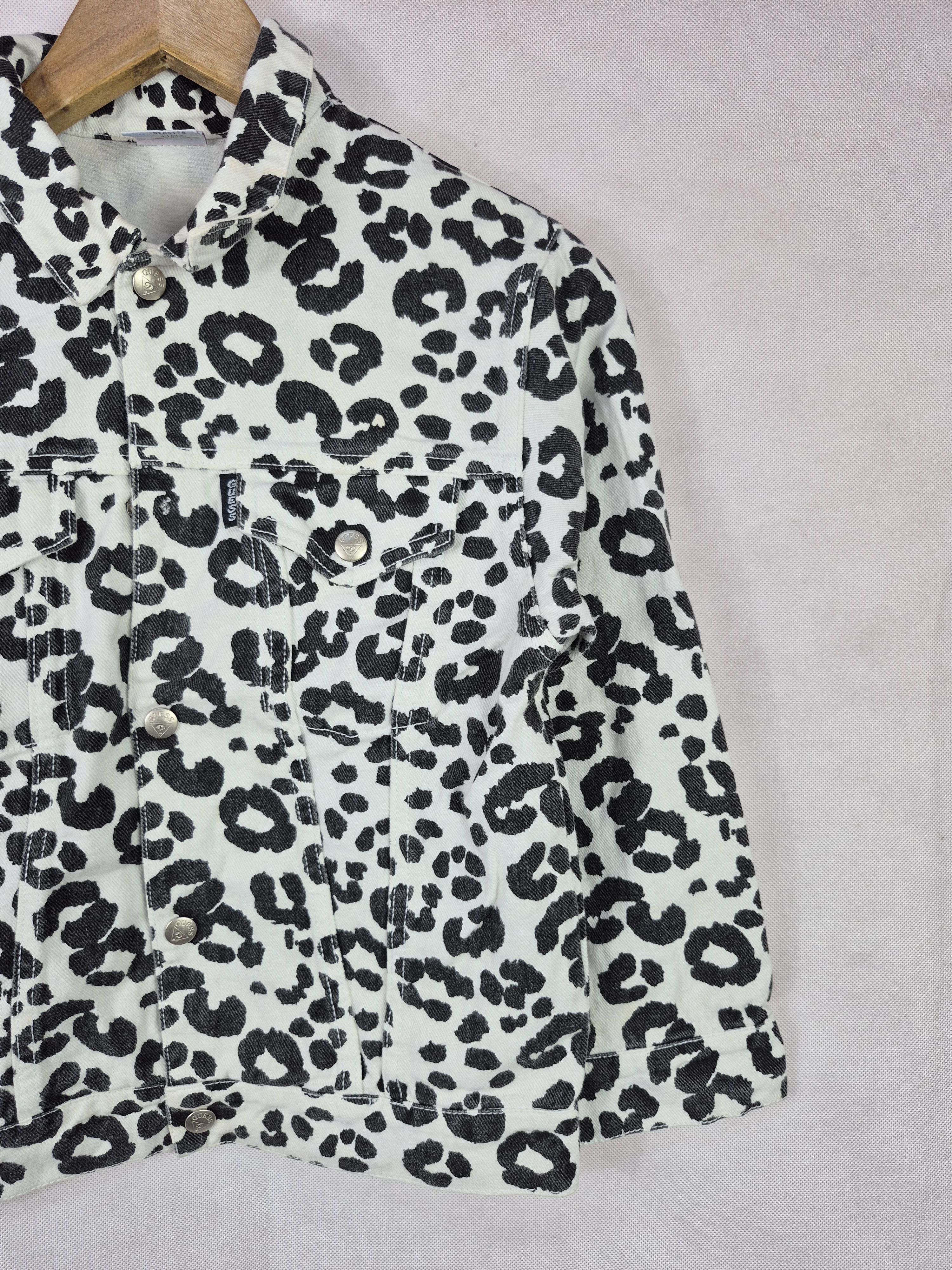 Guess 🔥 Vintage Baby Guess Leopard Print Denim Jacket Size XXS / US 00 / IT 34 - 4 Thumbnail