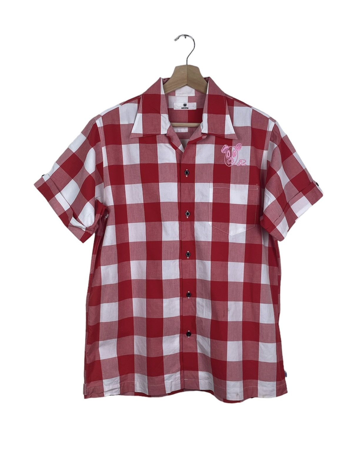 VINTAGE 2000s SUPERLOVERS JAPAN RED CHECK EMBROIDERED LOGO