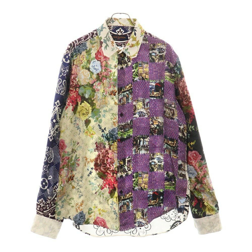 ルイヴィトン LOUISVUITTON RM222 RB8 HNS72W Louis Vuitton 22AW Flower Print Silk Long Sleeve Shirt RM222 RB8
