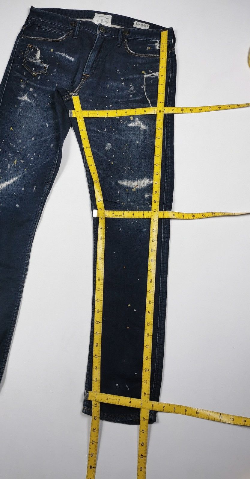 Japanese Brand Jimmy Taverniti Blackie Paint Splash Boro Slim Stretch Jeans Size US 32 / EU 48 - 13 Thumbnail
