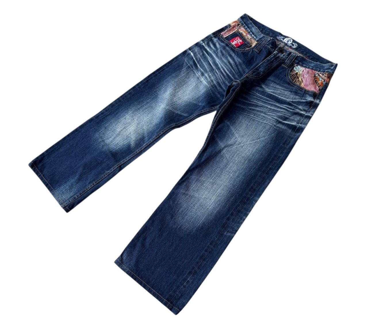 Japanese Brand RARE Namitatsu Redline Denim Ankle Cut-"Dokuro" Skull Tattoo Size US 30 / EU 46 - 4 Thumbnail
