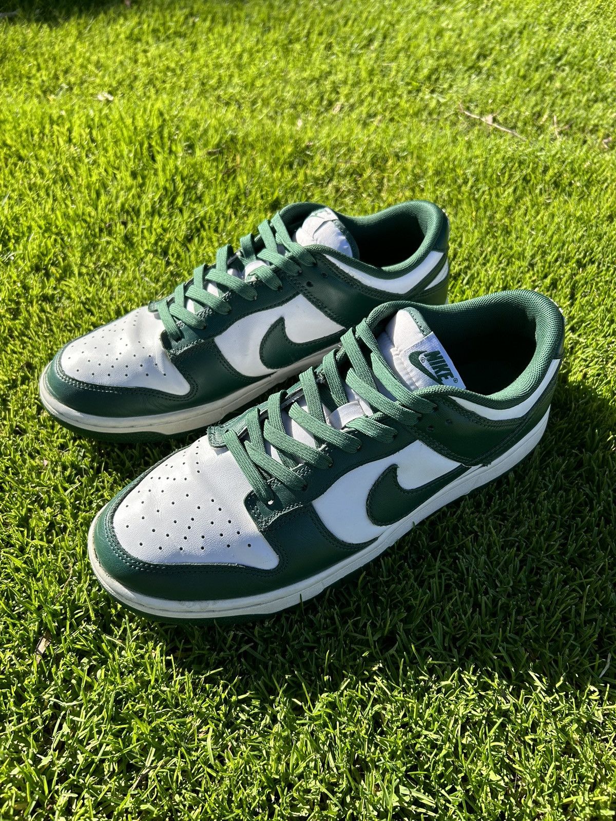 image of Nike Dunk Low Michigan State Green Shoes, Men's (Size 10.5)