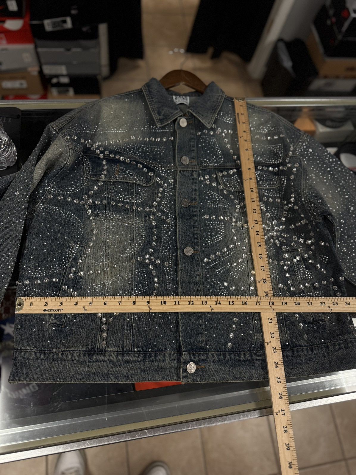 Vale Valley Blue Denim Jacket Crystal Stones Rare XXL (NEW) Size US XXL / EU 58 / 5 - 12 Thumbnail