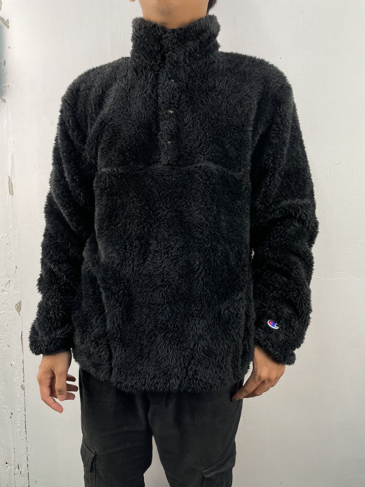 Champion × Vintage Vintage Champion Snap Button T Mohair Fleece Sweater Jacket Size US L / EU 52-54 / 3 - 2 Thumbnail