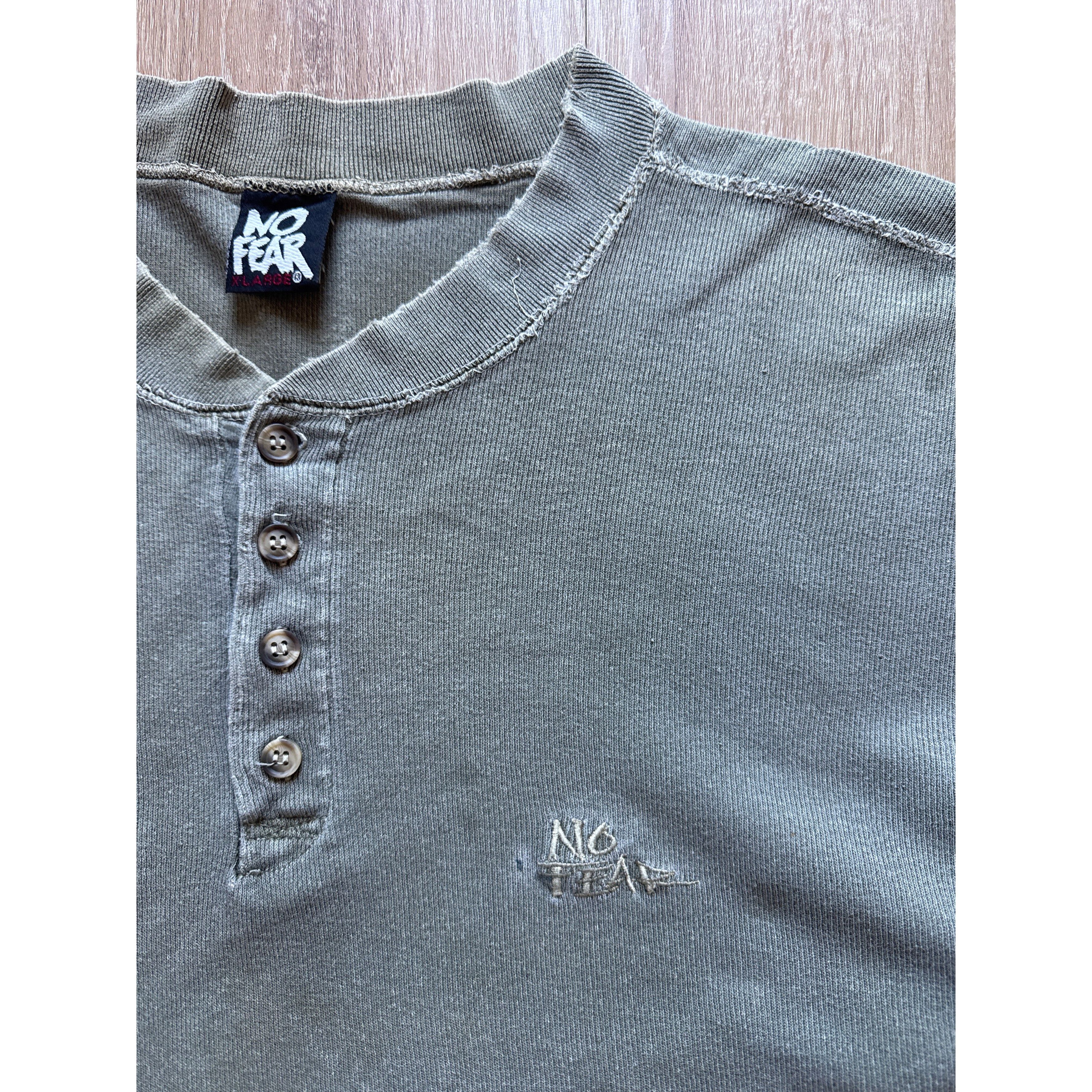 Other Vintage No Fear Green Embroidered Logo Quarter Button Up Tee Size US XL / EU 56 / 4 - 2 Thumbnail
