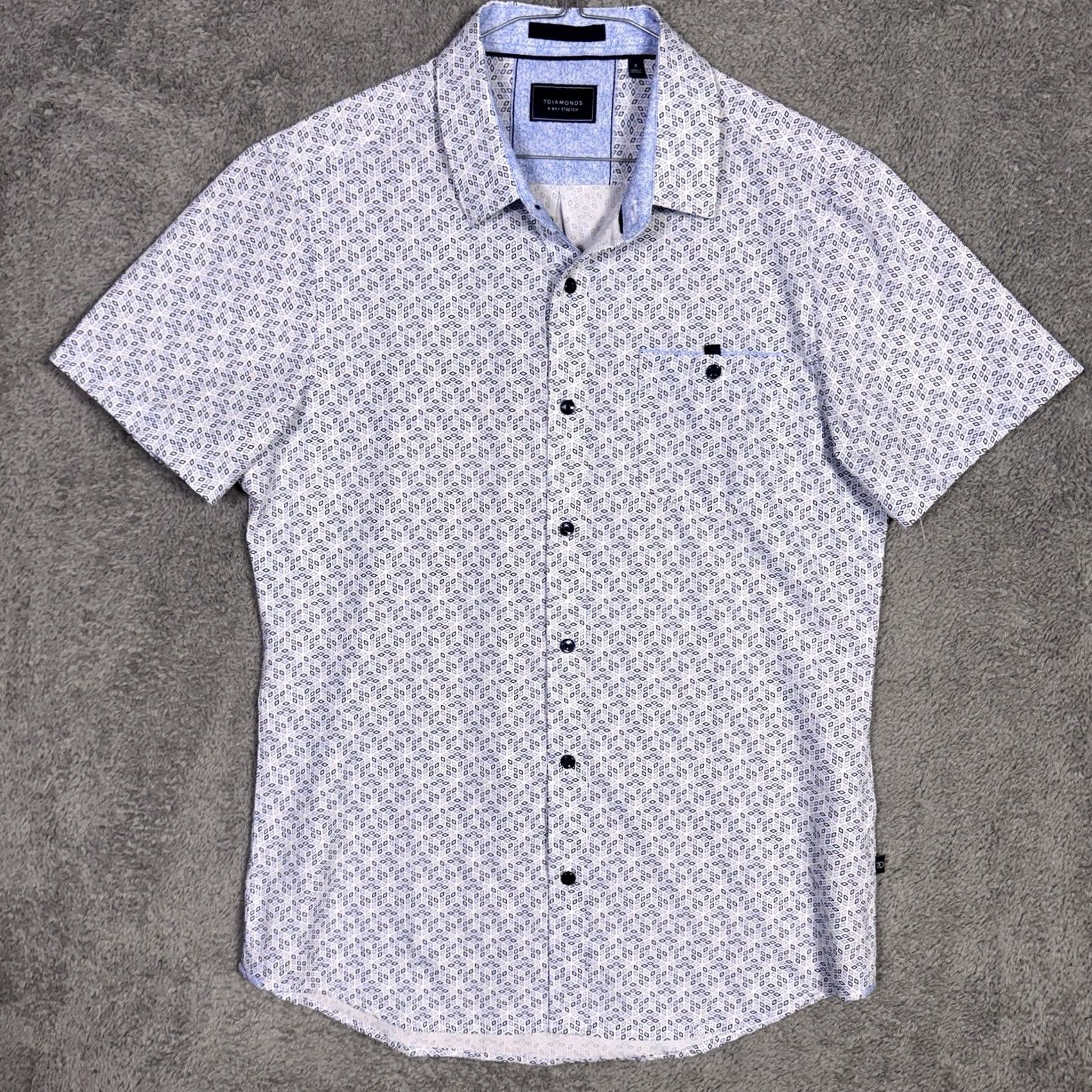 Vintage 7 Diamonds Shirt Mens S Geometric 4 Way Stretch Performance Cube Flip Cuff Shirt Size US S / EU 44-46 / 1 - 4 Thumbnail