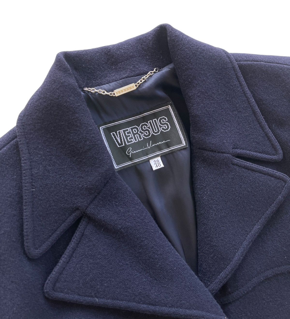 Versus Versace Versus Versace Wool Navy Trench Coat Size S / US 4 / IT 40 - 4 Thumbnail