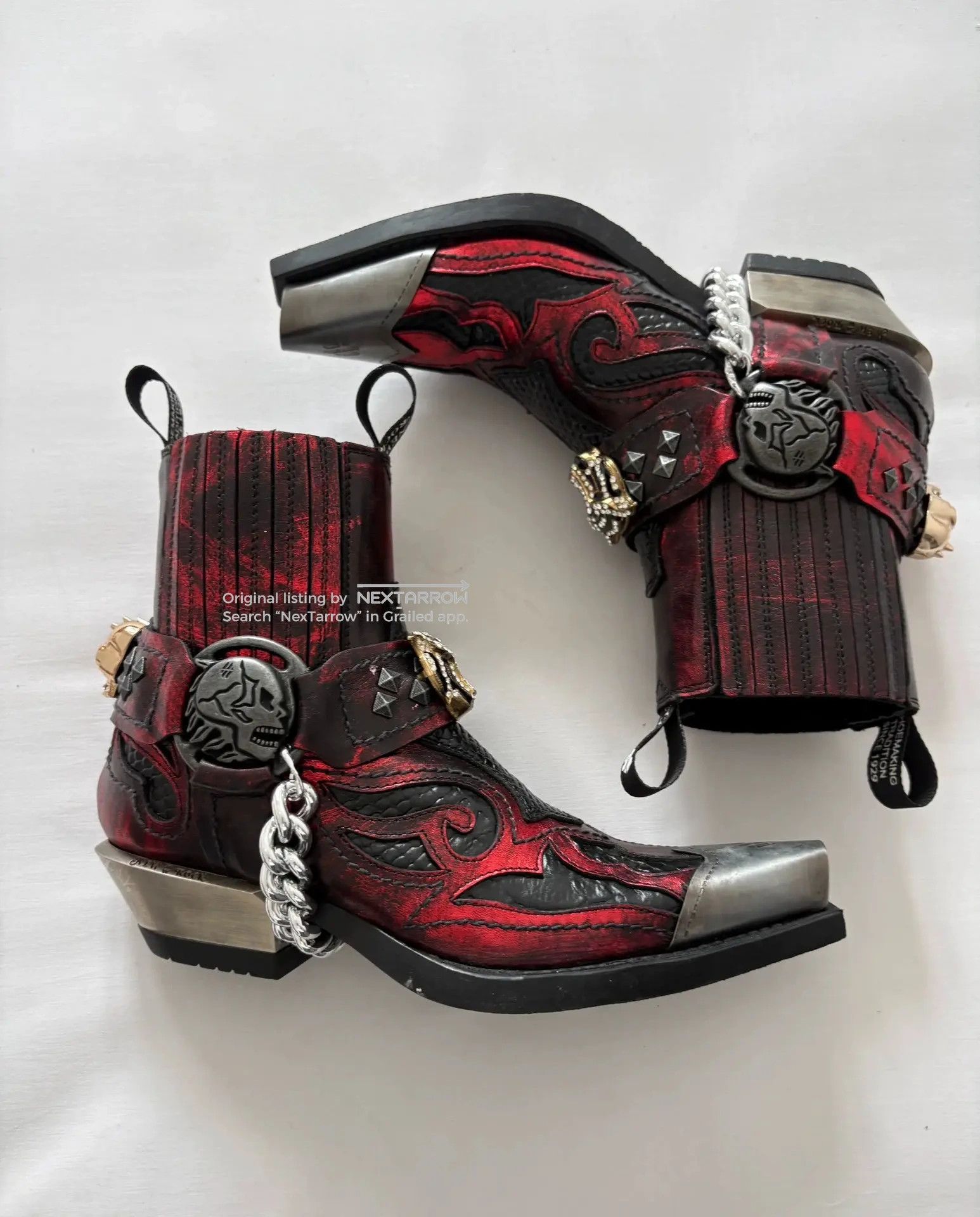 New Rock Punk Studded Pointed Crystal Tiger Skull Boots, Women's (Size 6) — image 3 of 6