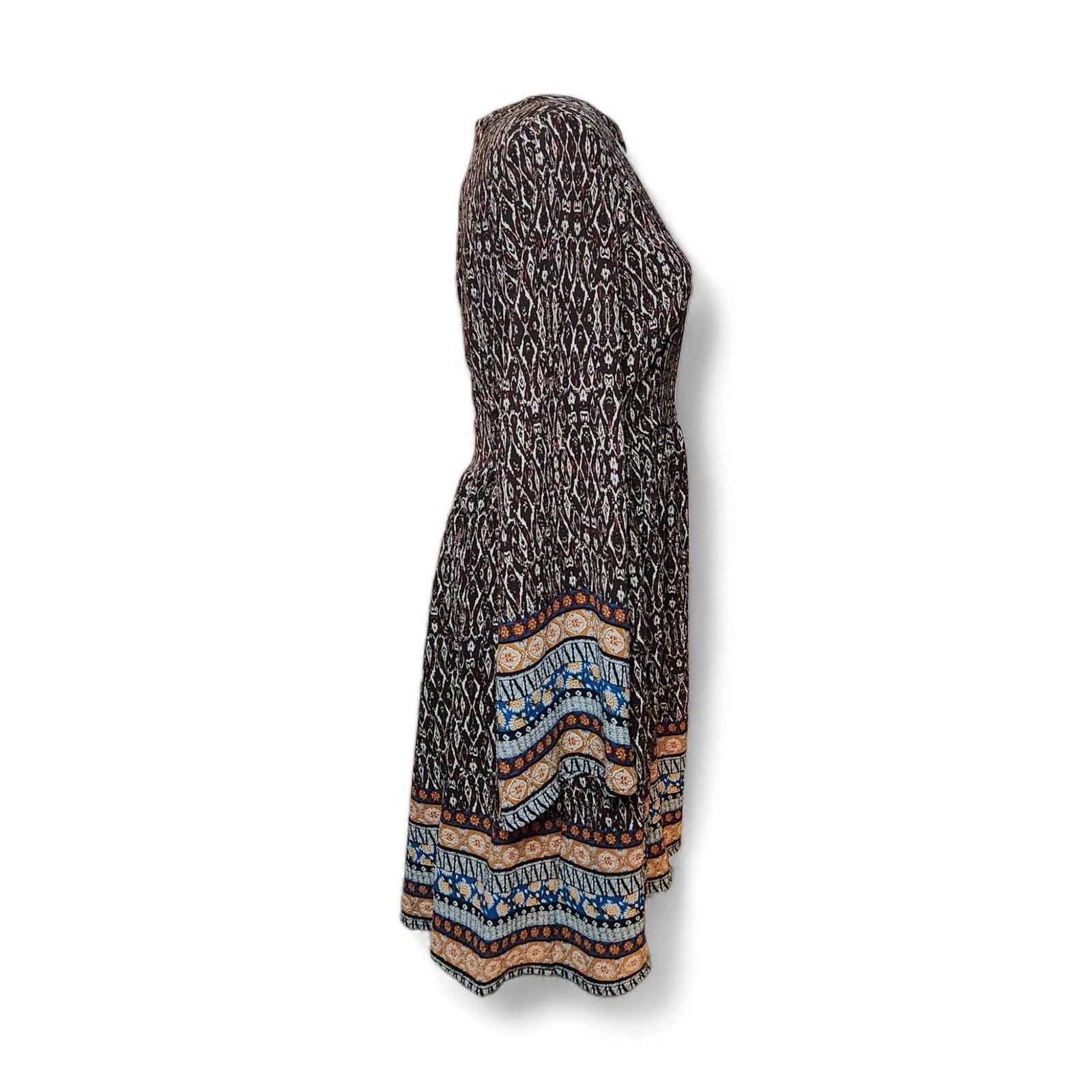 Other Coco + Carmen Brown Pattern Faux Wrap Dress - Size S/M Size S / US 4 / IT 40 - 4 Thumbnail