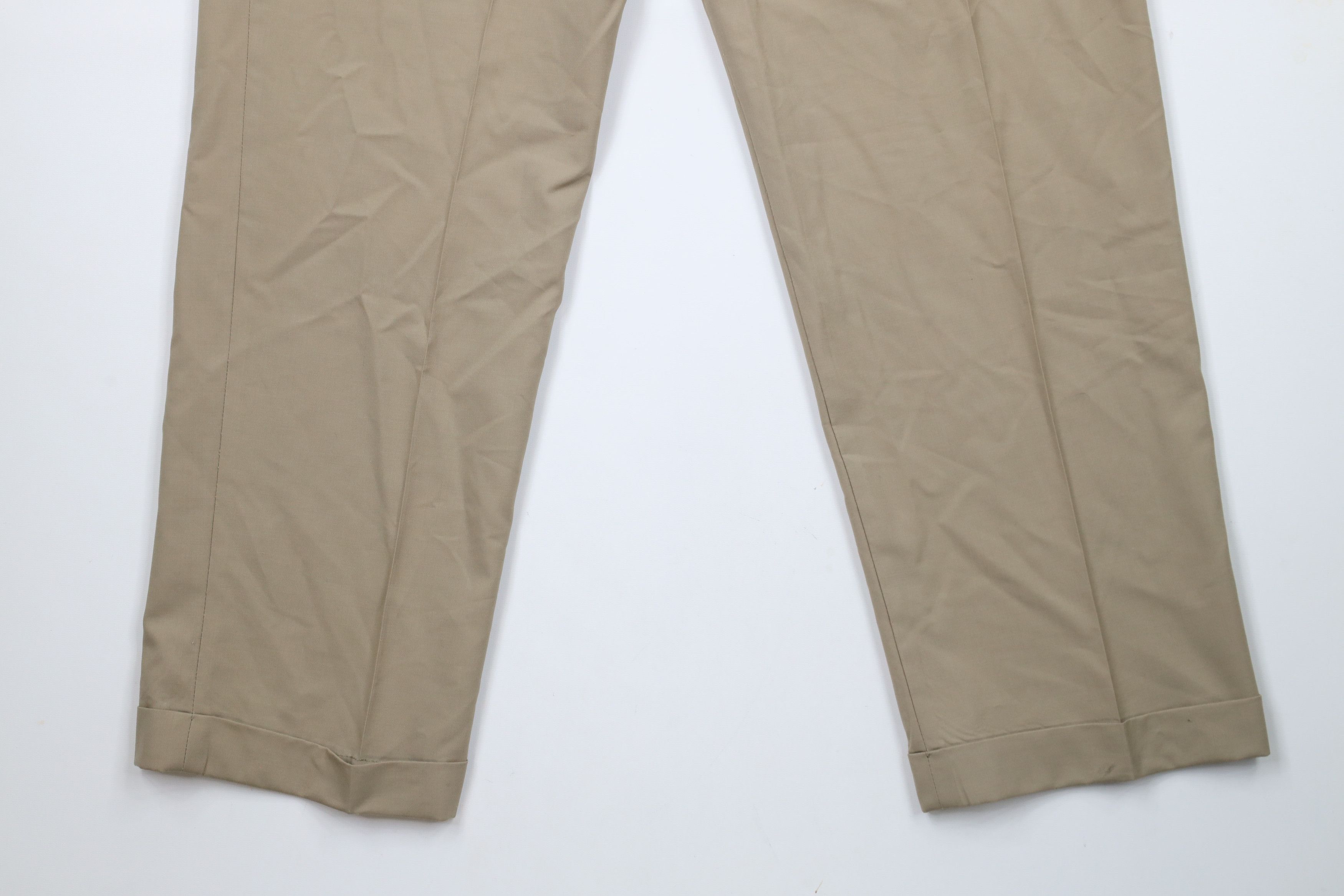 Brooks Brothers × Vintage Vintage 90s Brooks Brothers Cuffed Wool Chino Pants Beige Size US 36 / EU 52 - 13 Thumbnail