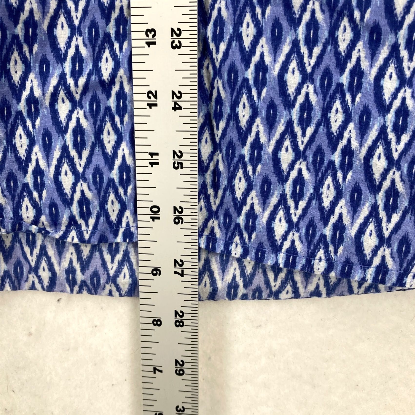 Vintage Catherines 1X Blue Ikat Print Button Front Blouse Cotton Roll Tab Sleeves Boho Shirt Women Plus Size Regular Fit Casual Bohemian Feminine Size XL / US 12-14 / IT 48-50 - 6 Thumbnail