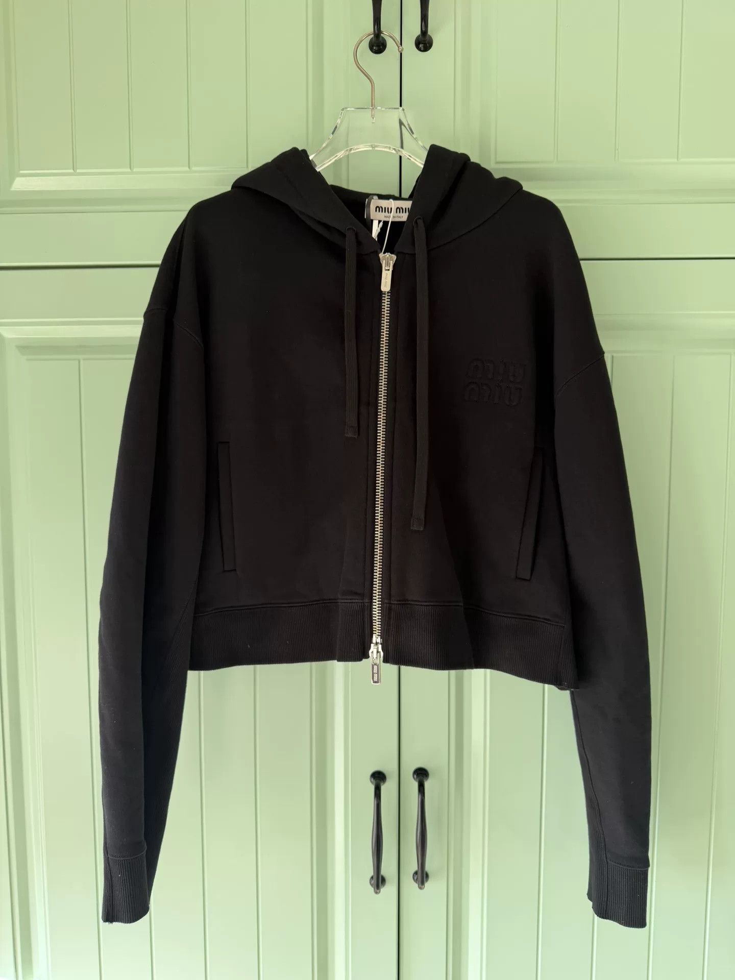 Miu Miu Miu Miu Black Zipper Logo Jacket Size S / US 4 / IT 40 - 1 Thumbnail