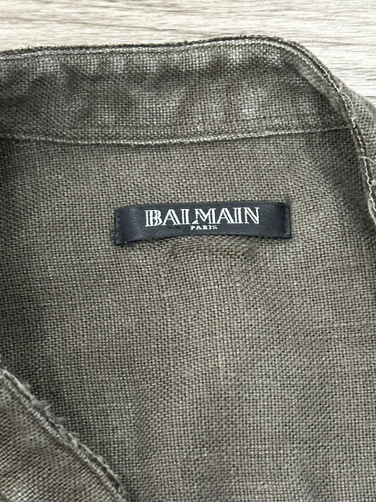 Balmain Decarnin era Military Pearl Button Linen Shirt Size US L / EU 52-54 / 3 - 2 Thumbnail