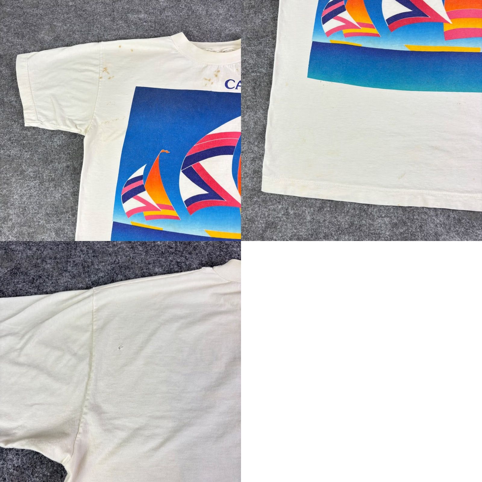 Vintage VINTAGE Peer by Peter Mussfeldt Cancun Sailboat Graphic T-Shirt Cream Large Men Short Sleeve 1990s Sportswear Graphic Tee Size US L / EU 52-54 / 3 - 8 Thumbnail