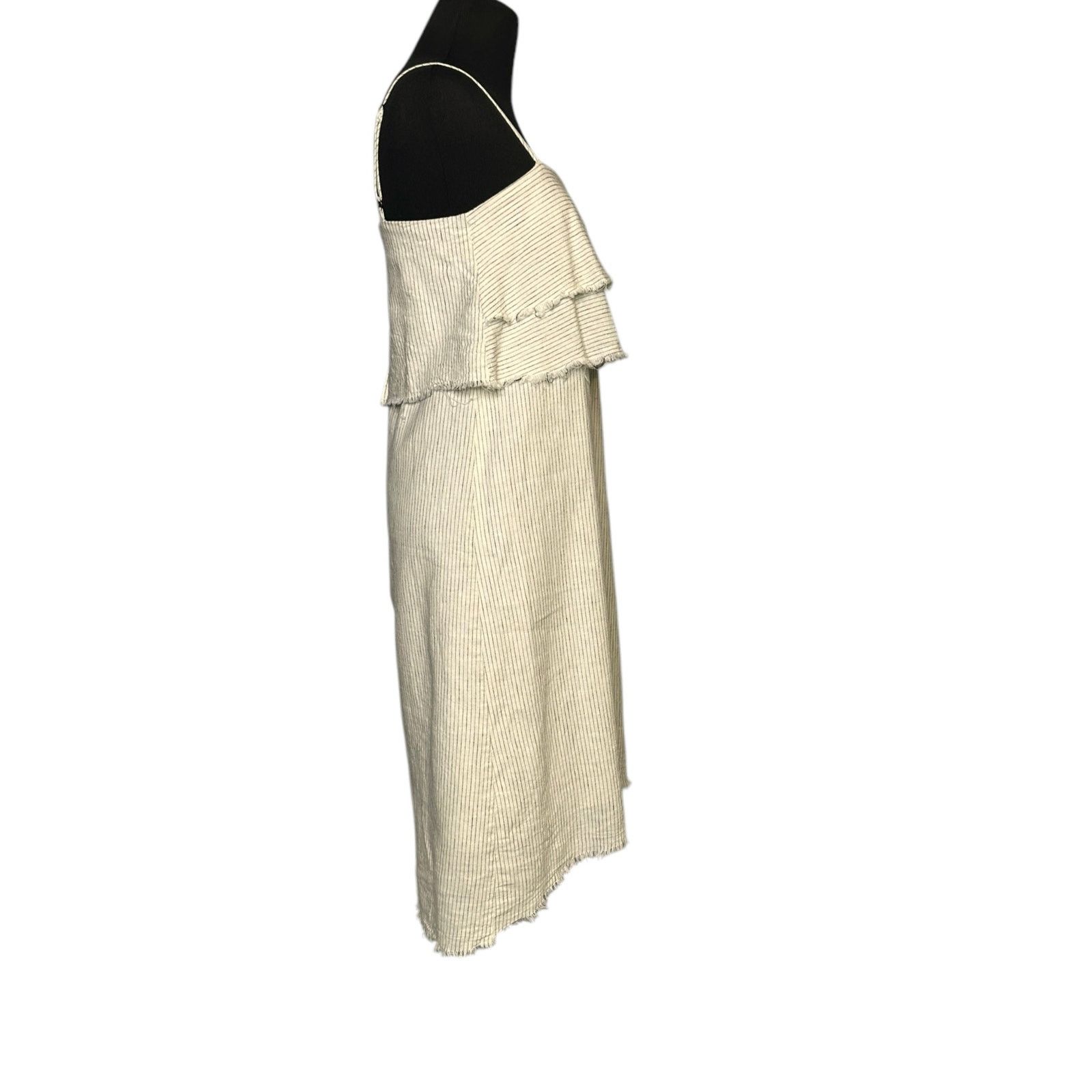 Zara ZARA Rustic Cream Pinstripe Linen Cami Dress size XS Size XS / US 0-2 / IT 36-38 - 7 Thumbnail