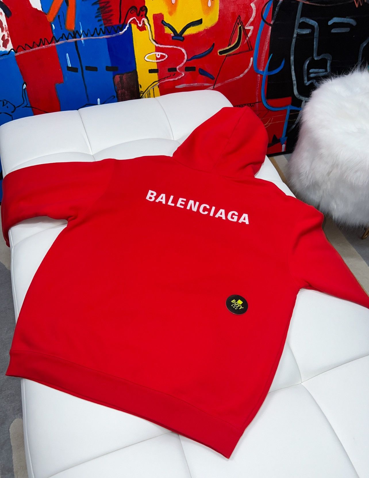 image of Balenciaga Logo Hoodie in Red, Men's (Size Small)