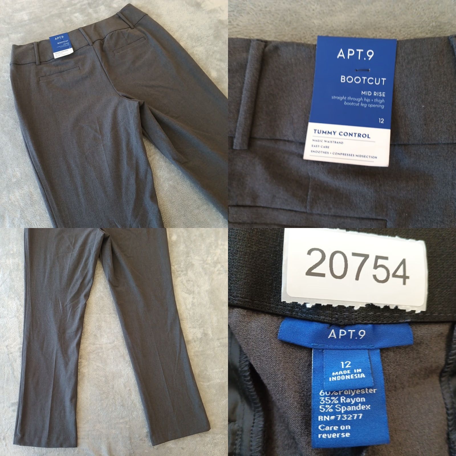 Apt. 9 Apt. 9 Dress Pants Womens Size 12 Gray Bootcut Tummy Control 33x30.5 New Size 34" / US 12 / IT 48 - 8 Thumbnail