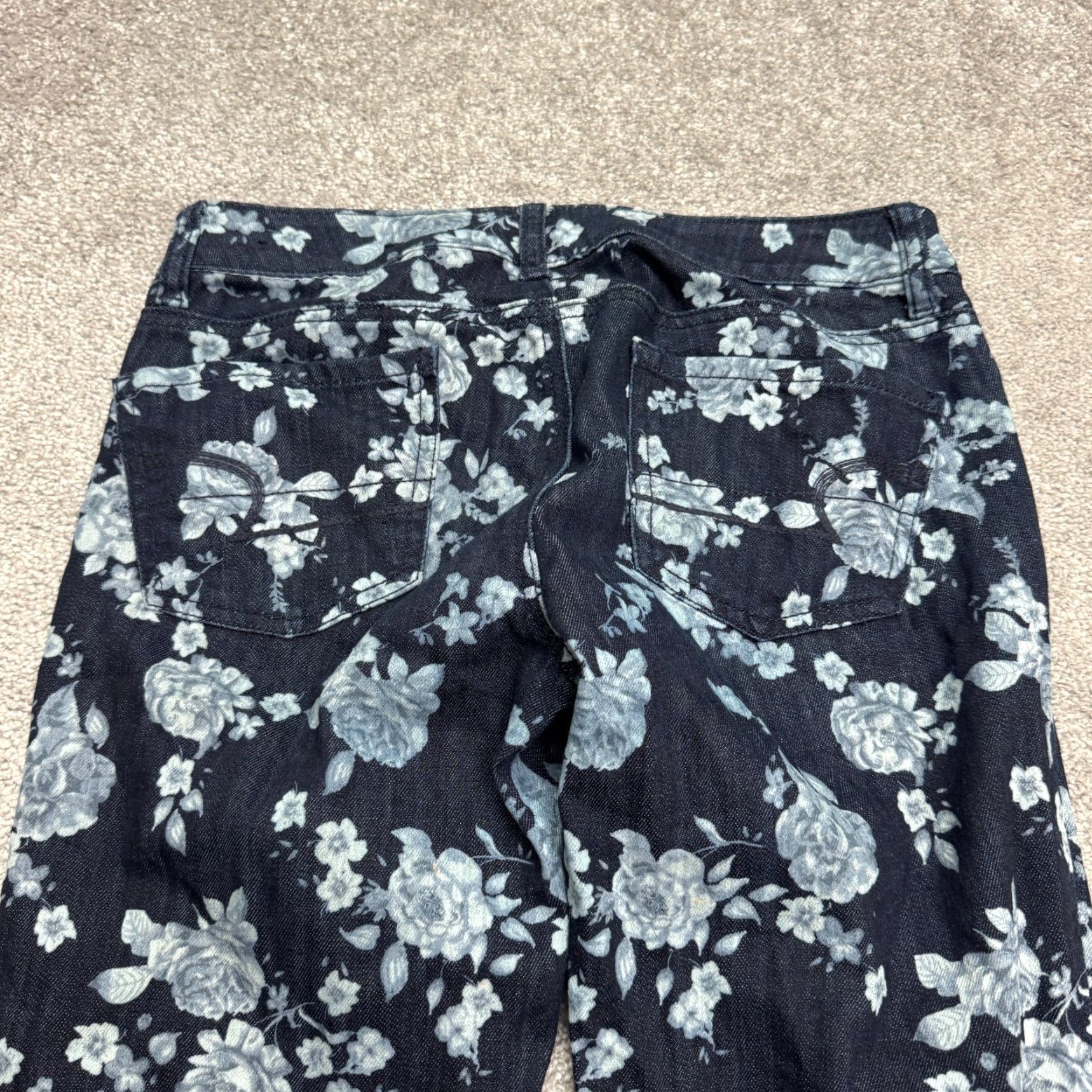 American Eagle Outfitters VINTAGE American Eagle Outfitters Floral Denim Jeggings Womens 4 Low Rise Blue Cotton Blend Y2K Streetwear Size 27" / US 4 / IT 40 - 4 Thumbnail