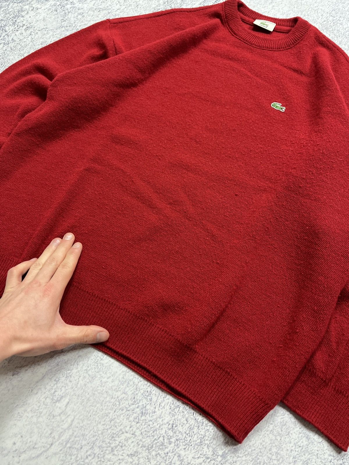 Lacoste × Vintage Vintage Lacoste Red Wool Knit Sweater Size US L / EU 52-54 / 3 - 7 Thumbnail