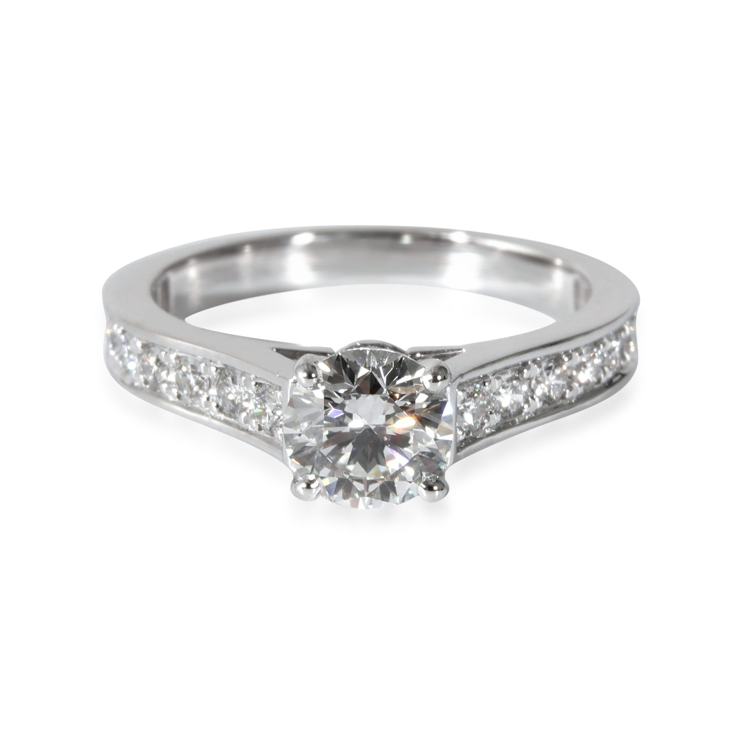 image of Cartier 1895 Diamond Engagement Ring In Platinum G Vs1 1 Ctw in Silver, Women's