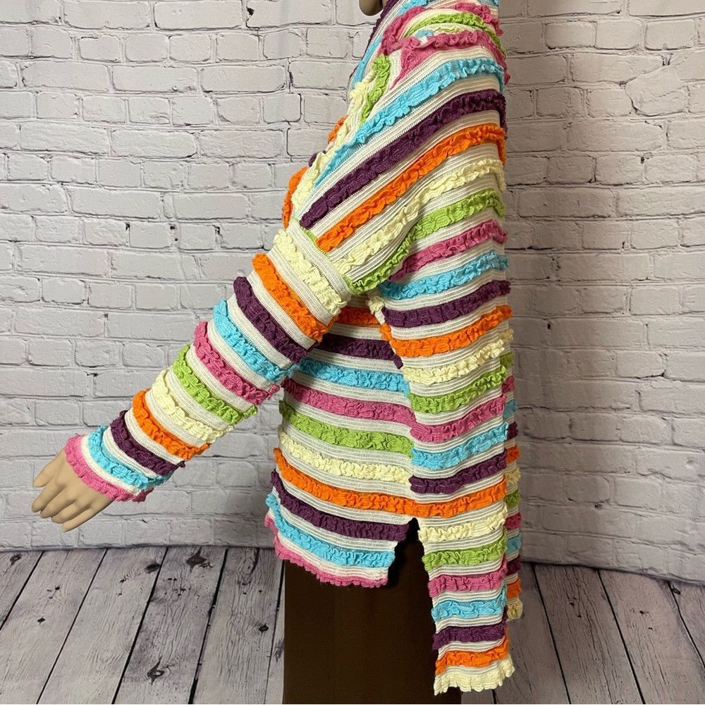 Other New Zano Basic Multicolor Stripes Ruffles High Neck Sweater Size M / US 6-8 / IT 42-44 - 3 Thumbnail