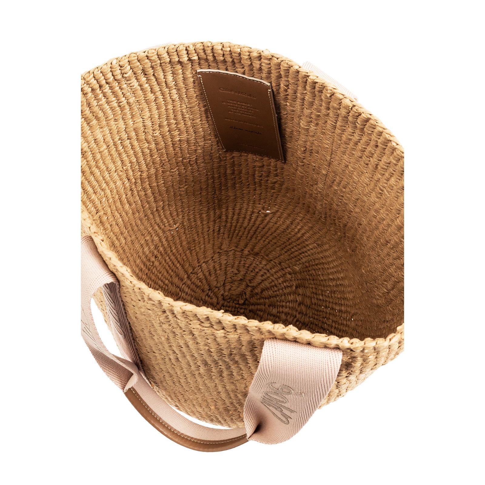 Chloe Chloe Large Basket Tote White & Pink Raffia-Effect Linen Sho Size ONE SIZE - 4 Thumbnail